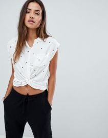 Abercrombie   Fitch short sleeve shirt with knot front in ditsy heart print at asos com at Asos